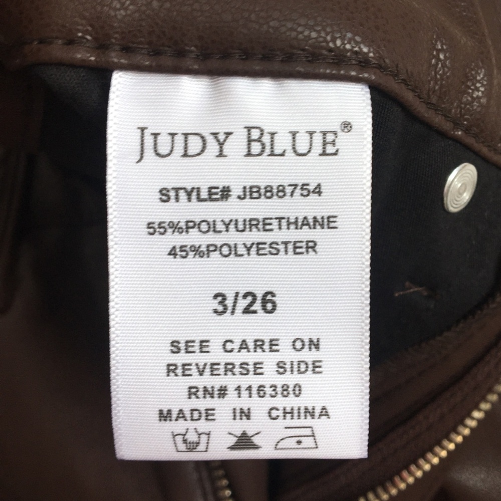 Judy Blue Tummy Control High Rise Faux Leather Straight Pants Espresso Size 26 - Picture 8 of 17